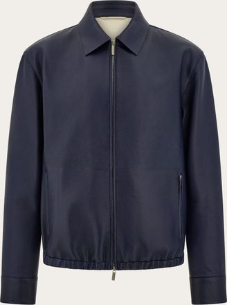 Ferragamo Men Deerskin blouson Blue