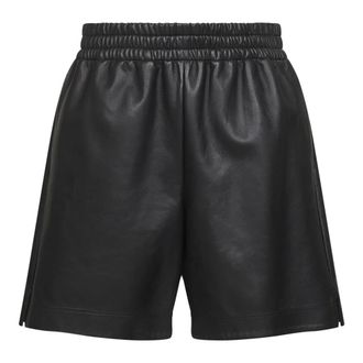 Gucci Black Leather Jersey Shorts with Pockets