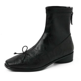 Generic GLDFW Autumn Winter Square Toe Solid Color Boots Morden Versatile Women Boots Comfortable Soft Shoes Black