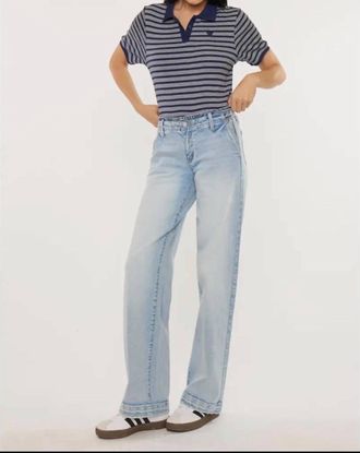 Kancan Mid Rise Wide Leg Trousers In Denim