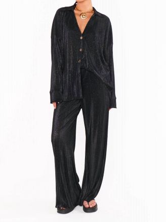 Show me your Mumu Everywhere Pants In Black Shimmer Pleat