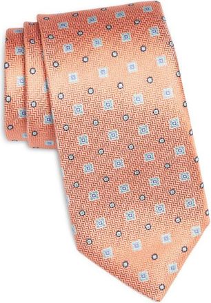 Canali Medallion Silk Tie in Light Orange at Nordstrom