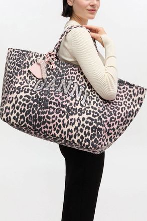Ganni Pink Leopard Sequin XXL Tote