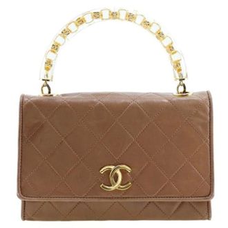 Chanel Pre-owned Vintage Handtas - Dames - Pre-owned - Bruin - Maat: ONE Size Leer