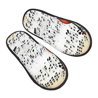 Generic Violin Sheet Music Men Women Slippers Soft Shoes Slip On Sliders For Winter Bedroom Outdoor L