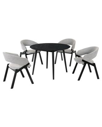 Armen Living Arcadia And Talulah 42In Round Wood 5Pc Dining Set