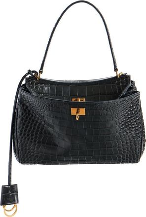 Balenciaga Rodeo Croc Embossed Leather Handbag in 1000 Black at Nordstrom