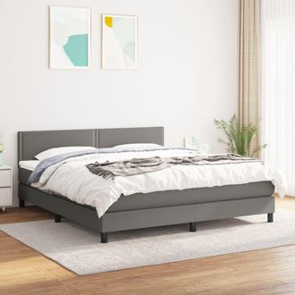 vidaXL Cama Box Spring Con Colch&oacute;n Tela Gris Oscuro 180x200 Cm Vidaxl