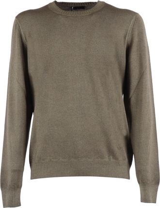 Fay Girocollo Tinto Capo F.12 - Heren - Ronde hals truien - Groen - M - Truien & Vesten