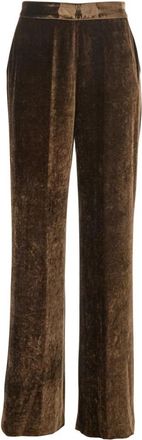 Etro Bruine Fluwelen Broek Stijlvol Model - Dames - Wijde Broeken - Bruin - S - Broeken