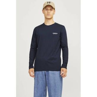Jack & Jones regular fit longsleeve JJALVIS met printopdruk navy blazer