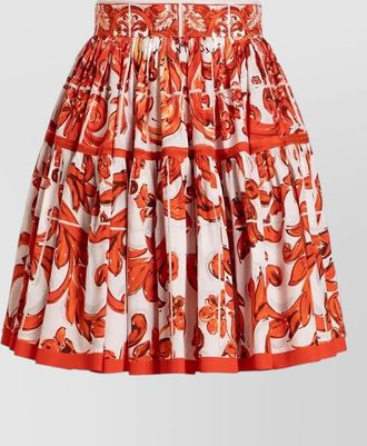 Dolce & Gabbana maiolica print poplin summer short skirt