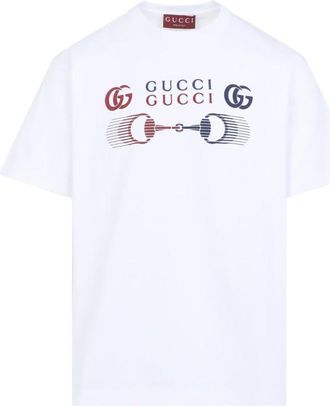 Gucci White Crewneck Logo Print T-Shirt