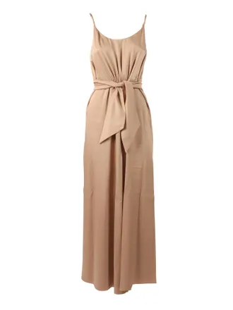 Emporio Armani Gathered Bodice Fabric Belted Midi Dress