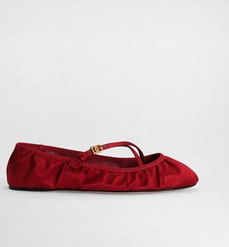 Dolce & Gabbana Satin Ballet Flats - Woman Flat Shoes Red 36.5