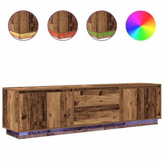 Berkfield Home TV Cabinet with LED Lights Old Wood 193.5x41x50 cm in Brown