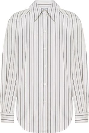 Alberta Ferretti long-sleeved striped shirt - women - Cotton/Polyester - 40 - White