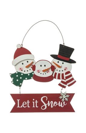Glitzhome Wooden Christmas Snowman Family Wall Decor in Red at Nordstrom, Size Medium