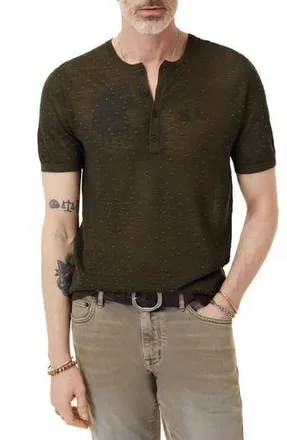 John Varvatos Cabras Wool Short Sleeve Henley Sweater in Moss at Nordstrom Rack, Size Xx-Large