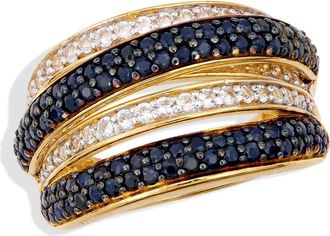 Savvy Cie Jewels Semiprecious Stone & White Sapphire Crossover Ring in Yellow Gold - Sapphire at Nordstrom Rack, Size 6