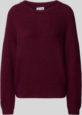 More & More More & More Relaxed Fit Pullover in Strick-Optik mit überzogenen Schultern in Bordeaux, Größe 38