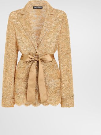 Dolce & Gabbana Lam&eacute; Lace Shirt - Woman Gold 36