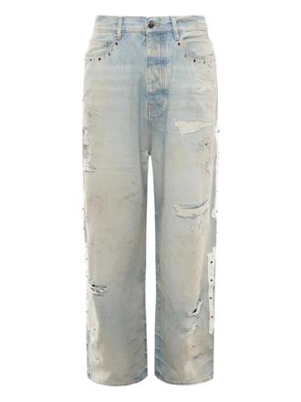 Amiri distressed embellished jeans - Blu