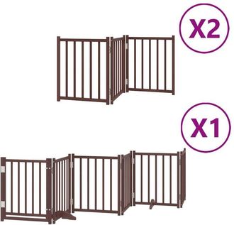 vidaXL Puerta de perros plegable 12 paneles madera álamo marrón 600 cm vidaXL