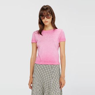 Diesel Slim T-shirt with tonal logo print - T-Shirts - Woman - Pink