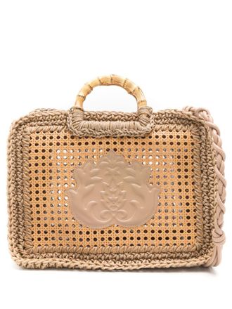 Isla woven-wicker design tote bag - Neutrals