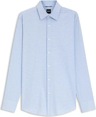 BOSS Checked slim-fit shirt in performance-stretch fabric