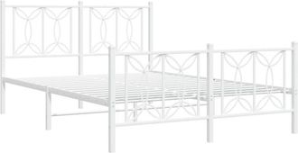 vidaXL Metal Bed Frame without Mattress with Footboard White 135x190cm Vidaxl