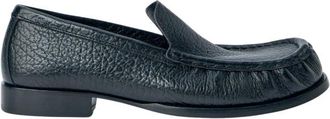 Dries Van Noten Textured Leather Loafers - Dames - Loafers - Zwart - 37 EU - Leer - Schoenen