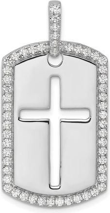 Diamond2Deal 14K Gold Lab Grown Diamond Cross Dog Tag Pendant (0.8ct, VS, D-E)