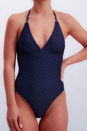 Joop Badeanzug JOOP Cortina, Damen, Gr. 34, N-Gr, navy aop, Microfaser, Obermaterial: 83% Polyamid, 17% Elasthan, Badeanz&uuml;ge Badeanzug, Cornflower-Design, 