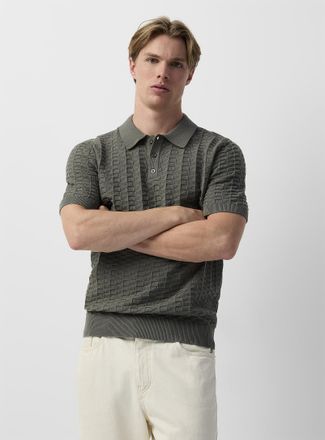Le 31 Mens Embossed jacquard Polo Shirt