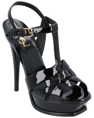 Saint Laurent Womens Calfskin Tribute Platform Sandal (Authentic Pre-Loved)