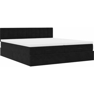 vidaXL Vidaxl - Estructura De Cama Otomana Colchones Terciopelo Negra 160x200cm