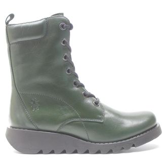 FLY London SILF015FLY Leather Womens Lace Up Boots - Dark Green - Size:UK 7