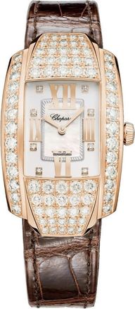 Chopard La Strada Quartz Mother of Pearl Diamond Dial 18K Rose Gold Ladies Watch 419403-5004
