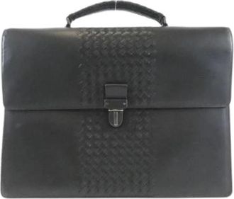 Bottega Veneta Pre-owned Leren Tote Bag - Heren - Vintage Handtas - Zwart - ONE Size - Leer - Vintage