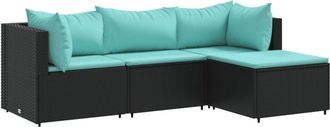 vidaXL Vidaxl - Juego de jardín con cojines 4 piezas ratán sintético negro