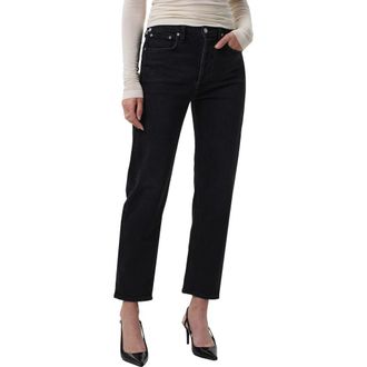Citizens Of Humanity Delfina High Waist Straight Leg Jeans in Willow Black at Nordstrom Rack, Size 31