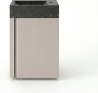 Saniclass Chaci Toiletmeubelset - 40x65cm - 1 deur - 1 kraangat - rechts - fontein natuursteen donker - mat cotton (beige)