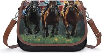 Generic USA Running Horses Crossbody Bags for Women Shoulder Messenger Bag Purse Handbags