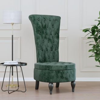 vidaXL Vidaxl - Sill&oacute;n De Respaldo Alto Con Botones Terciopelo Verde Oscuro