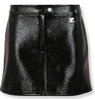 Courr&egrave;ges Reedition Vinyl Mini Rok - Dames - Korte rokken - Zwart - S - Katoen - Rokken