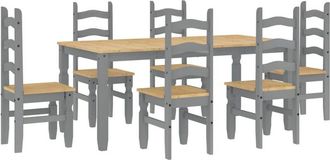 vidaXL Vidaxl - Juego De Comedor Panama 7 Pzas Madera Maciza De Pino Gris