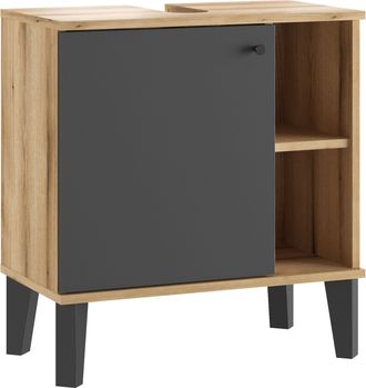 Inosign Waschbeckenunterschrank »Oslo, Waschtisch mit Knopfgriff, Badschrank im skandinavischen Design« in der Türfarbe Weiss oder Grau verfügbar, ausreichend