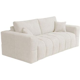 Vente-Unique Divano letto 3 posti a ribalta Posto letto 140 cm Materasso 16 cm in Tessuto bouclette Beige - ISSORO